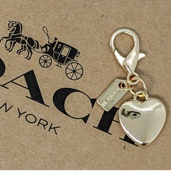Coach Metallic Gold Mini Heart Novelty Keychain - Picture 1 of 7